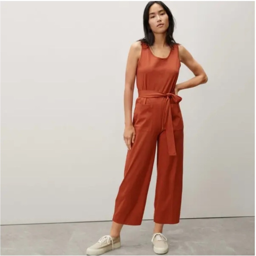 Everlane Luxe Cotton Jumpsuit in Rust size Small